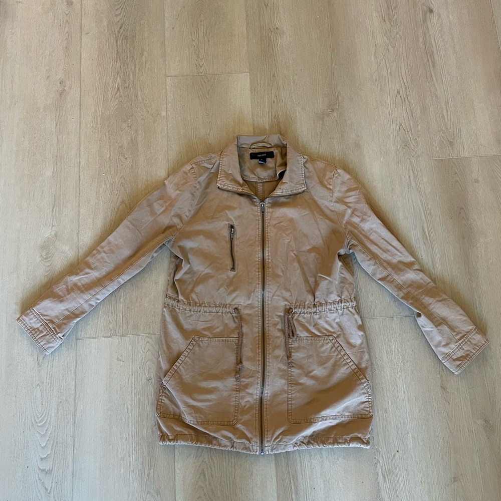 Forever 21 Light Tan Utility Zip-Front Jacket